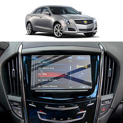 Screen Protector Foils for 2013-2019 Cadillac ATS SRX CUE infotainment interface 8In Navigation Display Tempered Glass 9H Hardness Anti Glare HD Clear LCD GPS Touch Screen Protective Film - color: 2013-2019 ATS SRX 8In