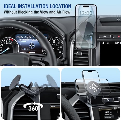 Surfcabin CNC Magnetic Vent Phone Holder for 2015-2020 Ford F150 - style: Compatible with F150 2015-2020 with Metal Arm
