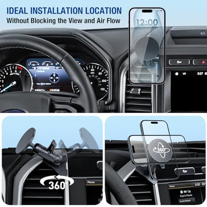 Surfcabin CNC Magnetic Vent Phone Holder for 2015-2020 Ford F150 - style: Compatible with F150 2015-2020 with Metal Arm