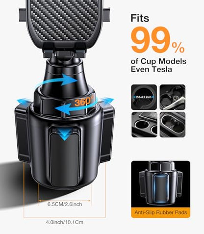 Coolpow Cup Holder Phone Holder for Car Phone Holder Cup Holder Phone Mount【Ultra Stable & Never Shake】Phone Holders for Your Car Cupholder Cell Phone Car Mount for iPhone 17 16 All 4"-7" Smartphones
