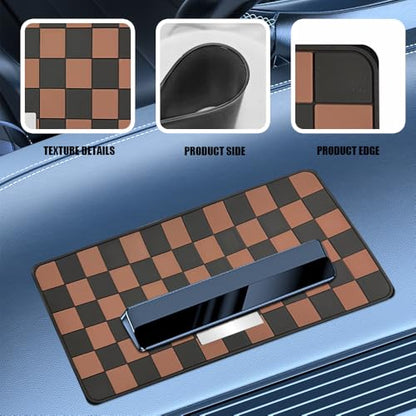 Car Dashboard Non Slip Mat, Car Dashboard Mat, Universal PVC Sticky Adhesive Pad, Auto Accessories Multifunctional Auto Grip Mat for Phones Sunglasses Keys Electronic Devices (Black Brown) - color: Black Brown