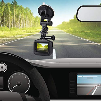 Car Camera Mount for GoPro, Suction Cup Mount on Vehicle Windshield Dash Holder,Compatible with GoPro Hero 13 12 11/Insta360 X5 X4 X3 X2/DJI OSMO Action Cam Mount - size: 2.7" Suction Cup