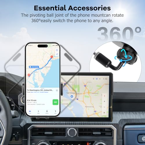 Car Phone Holder Fit for Toyota Tacoma 2024 2025/4Runner 2025 Accessories Fit 14-inch Screen, Dashboard Organizer with Cell Phone Mount Automobile Cradles Hands-Free 360 Degree Rotation - size: 24-25 Toyota Tacoma / 25 Toyota 4Runner