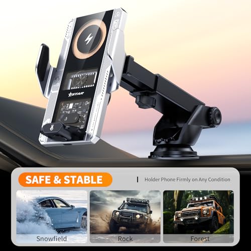 Wireless Car Charger with Phone Holder Mount 15W Fast Car Charger Auto Clamping Phone Holders for You Car Windshield Dashboard Air Vent Accessories for iPhone 13 Pro Max15141211Samsung Galaxy Googl