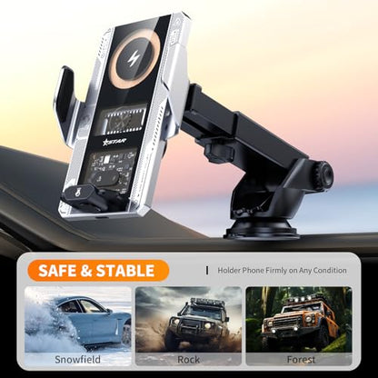 Wireless Car Charger with Phone Holder Mount 15W Fast Car Charger Auto Clamping Phone Holders for You Car Windshield Dashboard Air Vent Accessories for iPhone 13 Pro Max15141211Samsung Galaxy Googl
