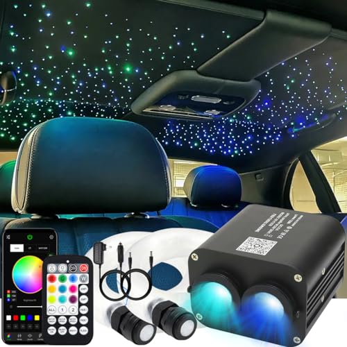 AZIMOM Dual Color 20W Twinkle Fiber Optic Starlight Headliner Kits Mixed 860pcs*13.1ft Fiber Strands Sound Activated Remote APP Control RGBW Light Source Home Car Ceiling Headliner Décor - size: Standard+860pcs*(0.03+0.04+0.06in)*13.1ft