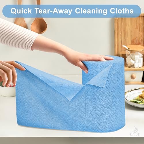 LIVOS Microfiber Cleaning Cloth Roll - 80 Pack, Reusable Paper Towels, Microfiber Towels for Cars, Super Absorbent Lint Free Cleaning Rags for House, Kitchen, Window-Light Blue, 11.5"x11.5" - color: Light Blue