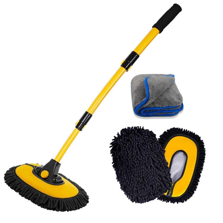 BMLEI Car Wash Brush with Long Handle, Cleaning Mop Car Wash Kit,Yellow - color: Yellow01