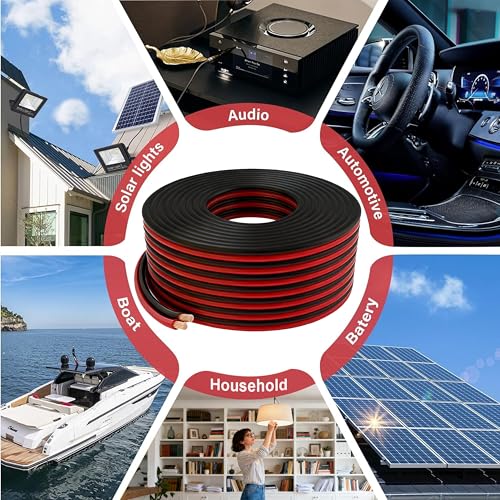 8 Gauge 2 Conductor Copper Electrical Wire 10 FT Red & Black, OFC Zipper Parallel Battery Cable, Waterproof Extension Replacement for Automotive Car Audio Marine Boat Solar RV Trailer Speaker DIY - size: 10FT, style: 8 AWG