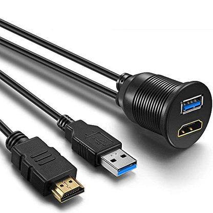 OBVIS USB3.0 and HDMI Panel Flush Mount Cable – (3 Feet) - size: 3 Feet