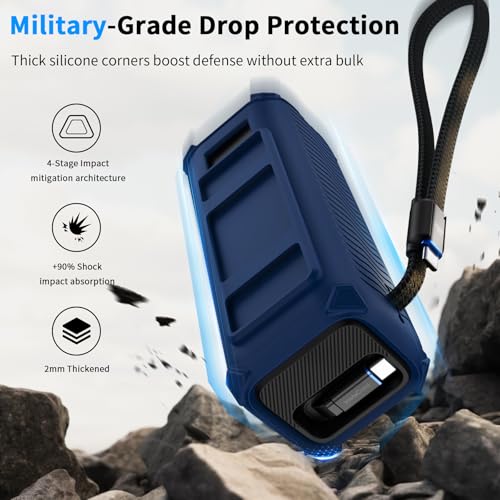 YWXTW Silicone Case for Anker Laptop Power Bank (25,000mAh/165W) - Shockproof Drop-Resistant, Built-in Cable Storage | Non-Slip Grip, Hidden Dust Plug Protective Cover for Anker Power Bank 165w - color: Deep Blue