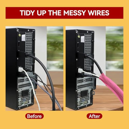 Braided Cable Management Sleeve, 16.4ft Flexible Wear-Resistant Cable Sleeve, Expandable Wire Management for Home, Office, Industry & Automobile (Grey, 3/8") - color: Grey, size: 3/8"