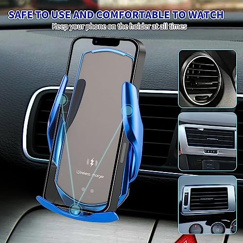 Wireless Car Charger Vent Mount Automotive Electric Induction 15W Wireless Charger Car Vent Mount Bracket Fast Charging Auto-Clamping Car Phone Holder Mount Air Vent Phone Holde(Red)