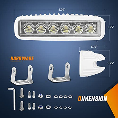 Nilight Marine Led Light Bar 2PCS 18w White 150° Flood Beams Ponton Boat Deck Dock Lights IP67 Waterproof for Night Fishing T-top Stern Yacht Kayak Port Sailboat - color: White Lights White House