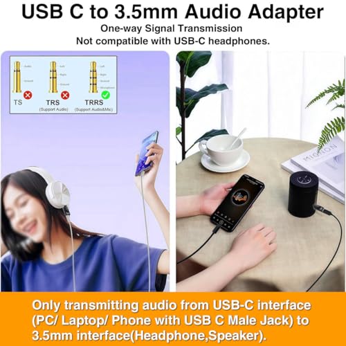 Poyiccot USB C to 3.5mm AUX Audio Adapter 2 Pack, USB-C Female to 3.5mm Male Adapter, Type C to AUX Jack 16bit/48kHz HiFi Stereo DAC Headphone Plug for iPhone 15, MacBook, Car Headphone, Black - style: 2 Pack Male to Female Black