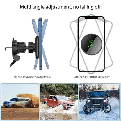 25W Magnetic Fast Wireless Car Charger Phone Holder Compatible with Magsafe, iPhone 17 16 15 14 13 12, Air Vent Dashboard Windscreen Mount