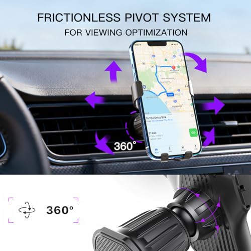 Phone Holders for Car with Metal Hook Clip, Air Vent Cell Phone Stand Car Mount, Universal Automobile Cradle for Garmin GPS Fit iPhone Android and All Smartphones, Dark Black