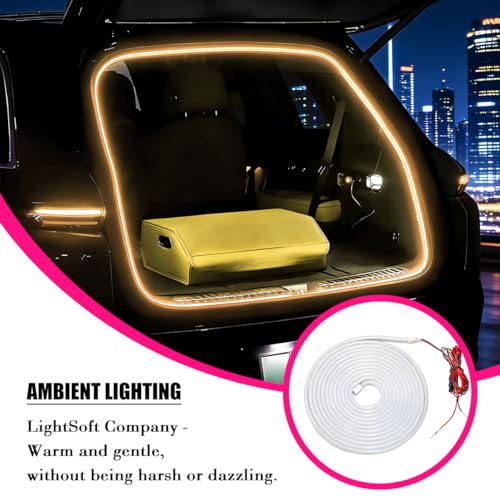 Car Trunk LED Strip Lights, 4M Dynamic Flowing Vehicle Trunk Ambient Strip Light, Flexible Waterproof Auto Neon Lighting Accessories, Universal for SUV Truck Motorcycle (Warm White) - color: Warm White