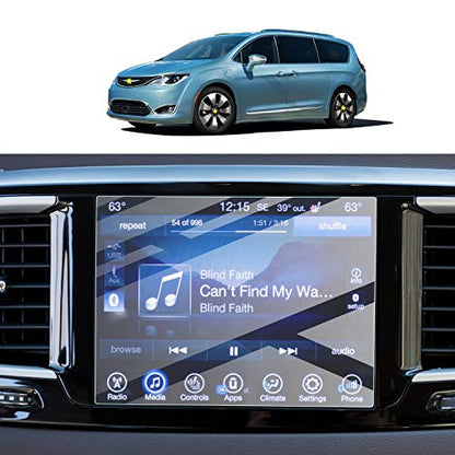 SKTU Screen Protector Foils for 2017-2020 Chrysler Pacifica Uconnect Navigation Display Tempered Glass 9H Hardness Anti Glare & Scratch HD Clear LCD GPS Touch Screen Protective Film (8.4In) - color: 2017-2020 Chrysler Pacifica 8.4In