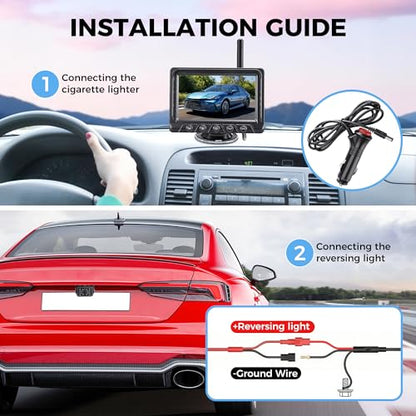 Wireless Backup Camera for Truck: 5" Portable Wide Rear View Camera 1080P