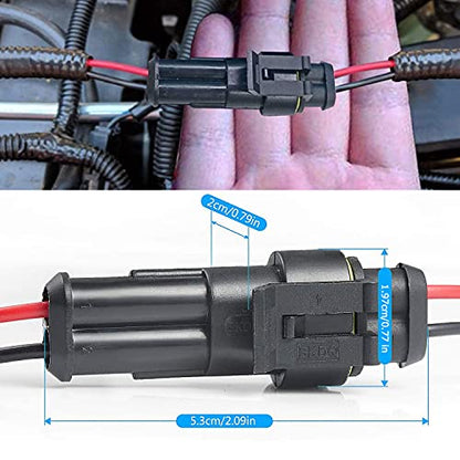 6 Kit 2 Pin Car Connector Waterproof Electrical Connector, Male and Female Way 18 AWG Wire Plug Socket Kit for Truck, Motorcycle, Boat and Other Wire Connection - size: 2-Pin