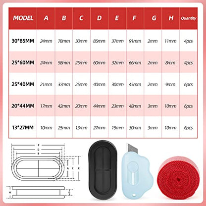 26pcs Double-Sided Hole Oval Rubber Grommets, Drill Hole Firewall Hole Plugs Wire Protection with Cable Sticky Tape, 5 Size 13 * 27mm, 25 * 40mm, 20 * 44mm, 25 * 60mm, 30 * 85mm - size: Oval Rubber Grommets