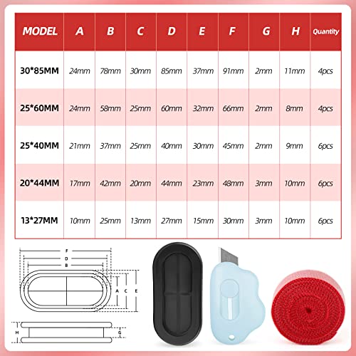 26pcs Double-Sided Hole Oval Rubber Grommets, Drill Hole Firewall Hole Plugs Wire Protection with Cable Sticky Tape, 5 Size 13 * 27mm, 25 * 40mm, 20 * 44mm, 25 * 60mm, 30 * 85mm - size: Oval Rubber Grommets