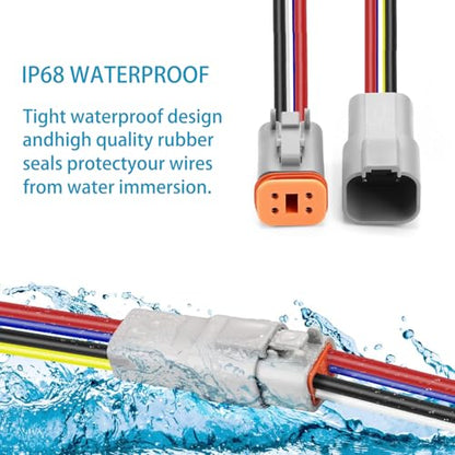 4 Pin Waterproof Connectors, Deutsch DT Series 4 Pin Connectors, 4Pairs 14 AWG Automotive Wiring Plug Kit for Truck, Boat, Car & LED Lights (4 Pin) - size: 4 Pin (4 Pairs)