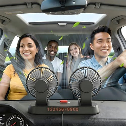 USB Dual Head Car Cooling Fan, 5V Brushless Motor, 2 Speed, 360° Rotation, Dashboard Mount, for Cars, SUVs, Trucks, RVs & Desk Use - color: 5V