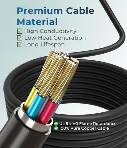 TopAutoGear EV Charger Extension Cable 50A 25ft SAE J1772 Extension Cord Compatible with 110V-240V Level 1/Level 2 EV Chargers for J1772 EVs/PHEVs,IP67 Waterproof Car Charger Extension Cable with Bag - size: 25FT-50A