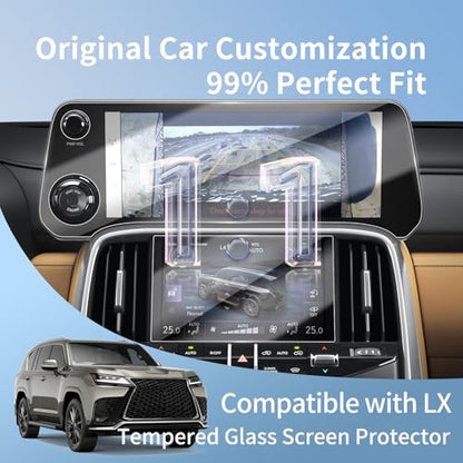 2Pcs HD Screen Protector for 2026 Lexus LX600 700h Nav+AC Tempered Glass - color: For 22-26 LX 12.3+7 Inch HD
