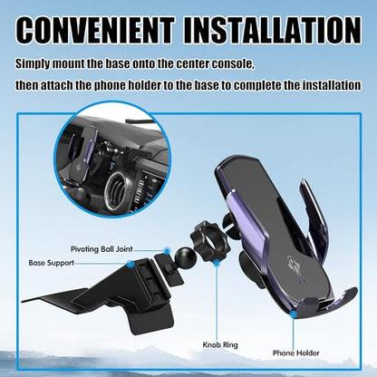 Car Phone Mount for Toyota Tacoma 2016–2023, Smart Auto-Clamping on Custom Dashboard Base, 15W Wireless Fast Charging, 360° Adjustable, Without Blocking Airflow, Toyota Tacoma Essential Accessories - size: for Toyota Tacoma | 2016-2023