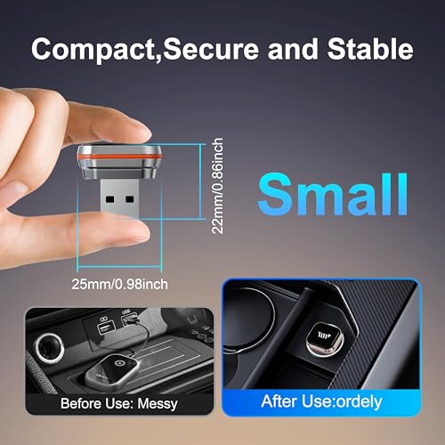 Mini Wireless Carplay Adapter for iPhone, 2-in-1 CarPlay & Android Auto Wireless Adapter for Car(2015+) with Wired CarPlay, USB-A/C Plug & Play, Fast Auto-Connect for iPhone iOS 10+ Android 11+ - color: Silver