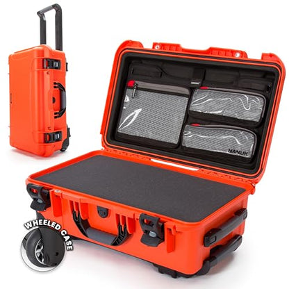 NANUK 935 Hard Case with Cubed Foam – Waterproof Protective Equipment Case with Wheels, 22” x 14” x 9” – Dustproof and Impact Resistant, Airline Carry-On Approved – Orange - color: Orange, style: Cubed Foam With Lid Organizer