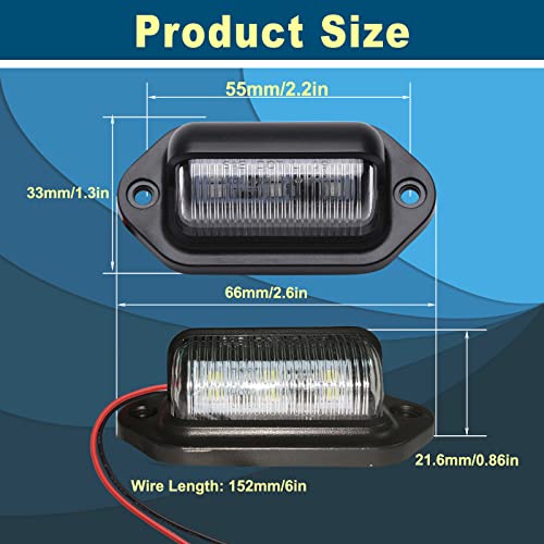 Red LED License Plate Light, 12V-24V Waterproof Lamp Taillight, 4PCS - color: Red, size: 4pcs LED license plate light