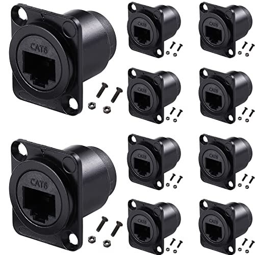 PENGLIN 10PCS D-Type RJ45 Coupler, Shielded RJ45 Panel Mount Connector - size: 10 PACK
