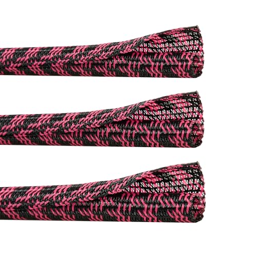 Cable Sleeve 3/8 Inch x 50FT Self-Wrapping Wire Loom - color: Black pink, size: 3/8"-50ft