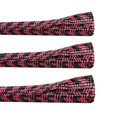 Cable Sleeve 3/8 Inch x 50FT Self-Wrapping Wire Loom - color: Black pink, size: 3/8"-50ft