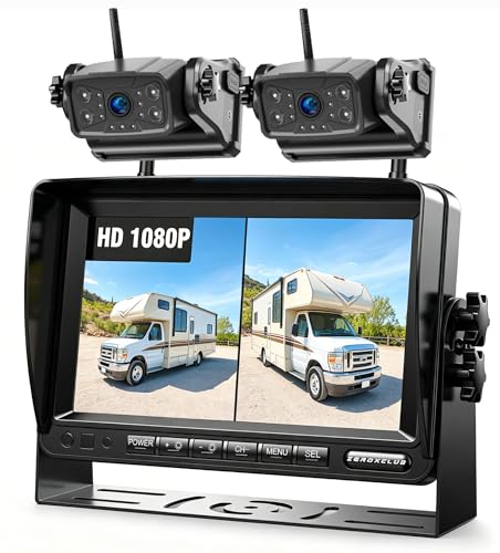 ZEROXCLUB Magnetic Wireless RV Backup Camera System: 7" HD 1080P DVR Monitor with 2-Rear Camera, DVR Monitor & IR Night Vision, Portable Rechargeable Camera for RV/Trailer/Fifth Wheels/Camper BC702 - size: 7" 2-Cam