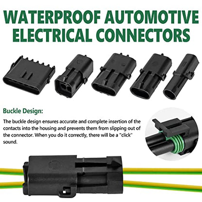 376Pcs 25 Kits Waterproof Automotive Electrical Connectors 1/2/3/4/6 Male&Female Pin 22-14AWG Wire Harness Spark Plug Connector Terminals Plug Kit Car - size: 25 Kits 22-14AWG 1/2/3/4/6 Pin