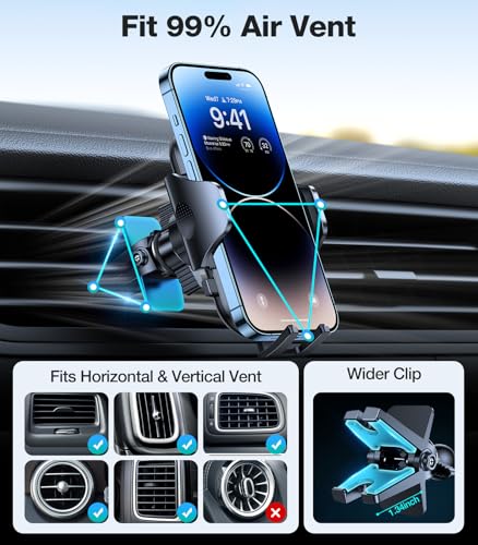 VICSEED [Upgrade Strongest Grip Car Vent Phone Mount, Phone Holder for Car - color: Black