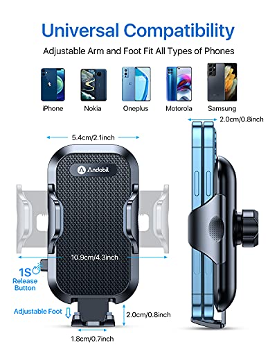 andobil 2026 Upgraded Car Phone Holder Mount for Vent, Military Sturdy Metal Clip Air Vent Phone Holder for Your Car Easy Used Cell Phone Car Mount for iPhone 17 Pro Max 15 14 13 Samsung S26 S25 - color: Black