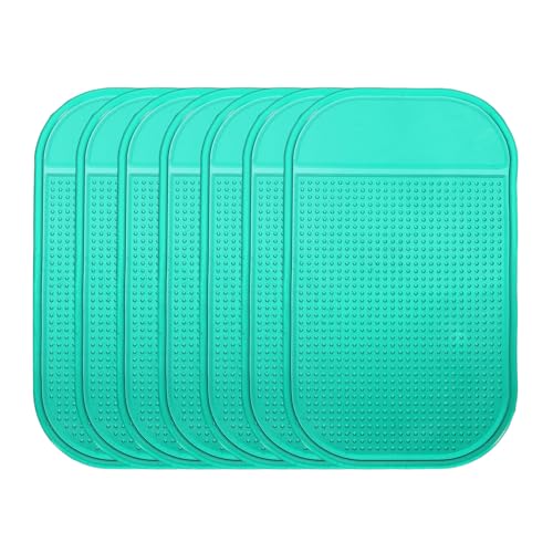 HARFINGTON 7pcs Car Dashboard Anti-Slip Mat 5.5" x 3" Universal Sticky Dash Pad Washable Reusable Car Non-Slip Mats for Phone Keys Sunglasses Electronic Devices, Green - color: Green