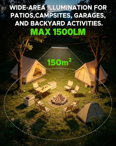 Rechargeable Magnetic Light Bar, 15.8 inch, 1500LM Portable LED Light with 10000mAh Battery, USB-C Charging, Remote Control & Timer, Dimmable & 3 Color Temps, Magnetic Mount, Hook & Battery Display