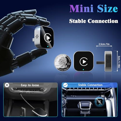 2026 Wireless CarPlay Adapter Upgrade Wired CarPlay to Wireless, Mini USB Design for Cars with Built-in Wired Apple CarPlay Plug and Play Easy Use Fast Stable Connection Car Play for iPhone - color: Silvery