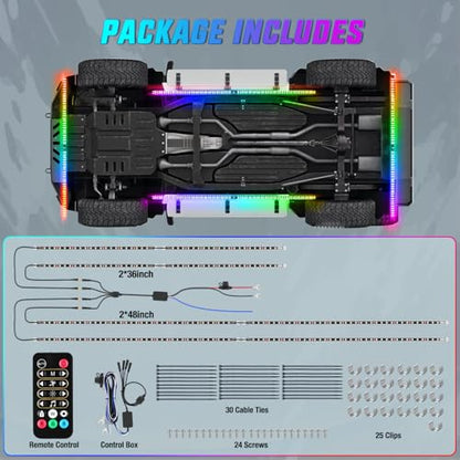 Nilight 8피스 알루미늄 드림 컬러 LED 언더글로우 스트립 조명 앱 및 리모컨 - color: 8피스 알루미늄 언더글로우 스트립 조명 드림 컬러