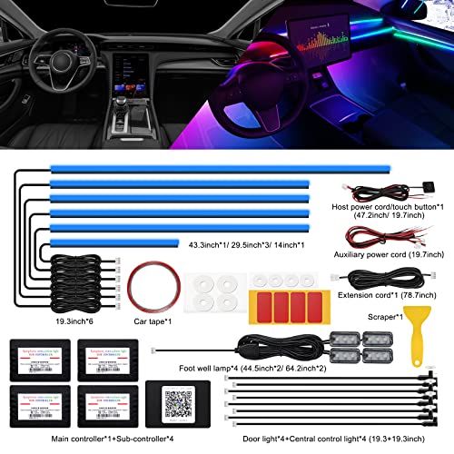 Acrylic Interior Car LED Strip Light with Wireless APP, RGB 18 in 1 with 175 inches 593 LEDs Fiber Optic Ambient Lighting Kits, 16 Million Colors Sound Active Function Car Neon Lights - size: RGB Kit - 18 in 1
