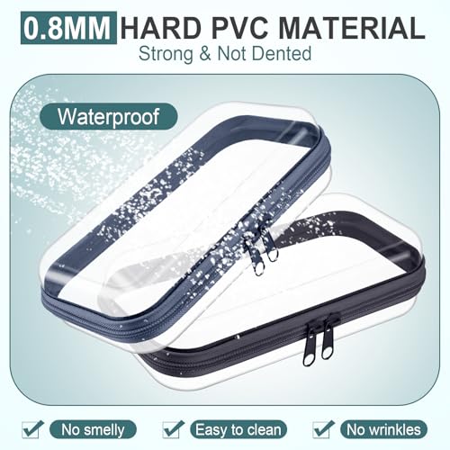Sanwuta 6 Clear Hard Zipper Case, Blue-green, 7.48 x 3.94 x 2 Inch - color: Blue-green, size: 7.48 x 3.94 x 2 Inch