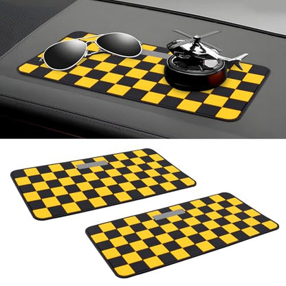 Wuyaoyao 2PCS Car Dashboard Anti Slip Mat, 12.2"×8.3" Non-Slip Dashboard Sticky Pad, PVC Car Dash Gripping Mat, Multifunctional Auto Grip Mat for Phones Sunglasses Keys Electronic Devices (Yellow) - color: Yellow