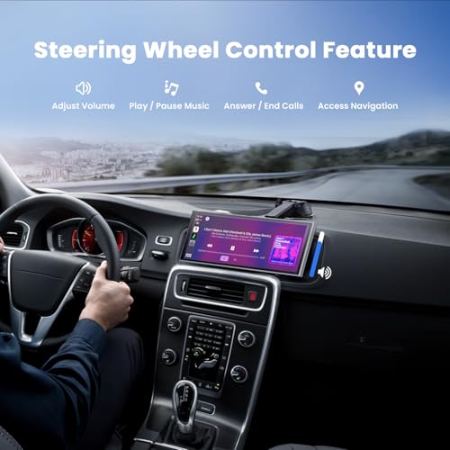 9.26" Wireless Portable Carplay Screen for Apple Car Play Android Auto OTA - color: Gray